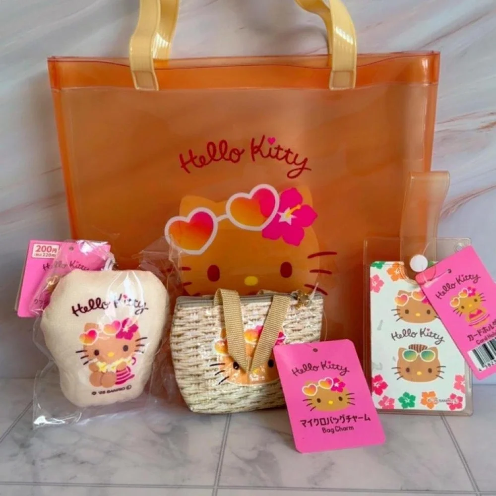 DEADSTOCK SUNTANNED HELLO KITTY BAG PLUSH COLLECTORS BUNDLE NEW